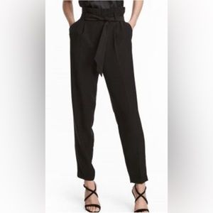 H&M | Paper Bag Waist | Pants Trousers | Black | Size 6